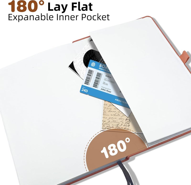 LEAGIM Blank Journal Notebook, A5, 192 Pages 100 GSM Thick Sketch Book for Women Men, Hardcover Leather Unlined Journaling for Work, Notebooks for Writing, 5.8 inches x 8.5 inches (Brown) - Image 5